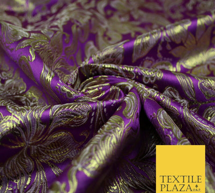 Floral Paisley Oriental Chinese Brocade Metallic Satin Jacquard Fabric 59" wide