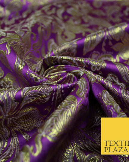 Floral Paisley Oriental Chinese Brocade Metallic Satin Jacquard Fabric 59" wide