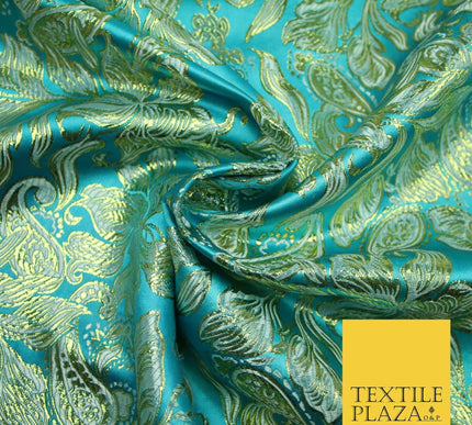 Floral Paisley Oriental Chinese Brocade Metallic Satin Jacquard Fabric 59" wide