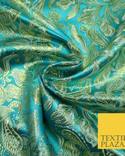 Floral Paisley Oriental Chinese Brocade Metallic Satin Jacquard Fabric 59" wide