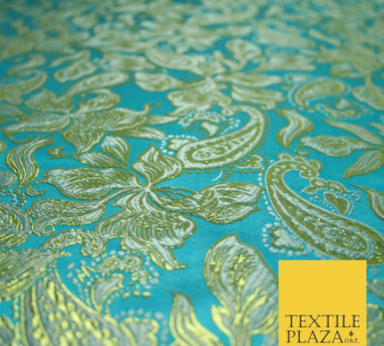 Floral Paisley Oriental Chinese Brocade Metallic Satin Jacquard Fabric 59" wide