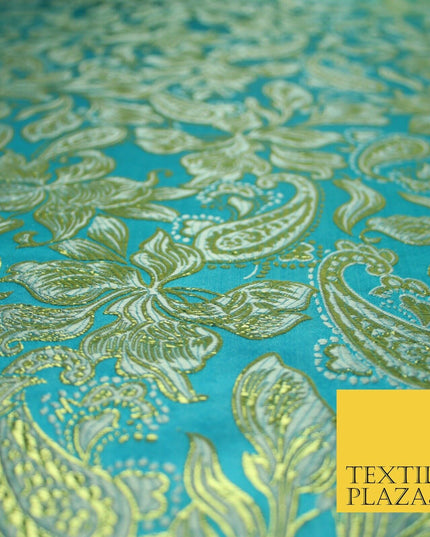 Floral Paisley Oriental Chinese Brocade Metallic Satin Jacquard Fabric 59" wide
