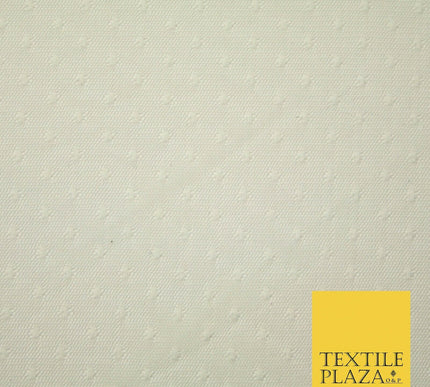 Ivory Cream Circle Dobby Spot Dot Power Mesh Net Tulle Stretch Dress Fabric 4302