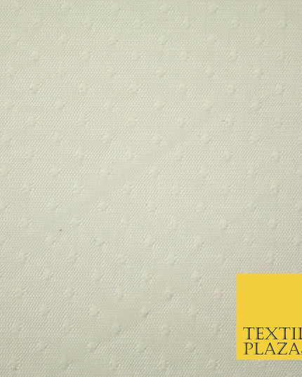 Ivory Cream Circle Dobby Spot Dot Power Mesh Net Tulle Stretch Dress Fabric 4302