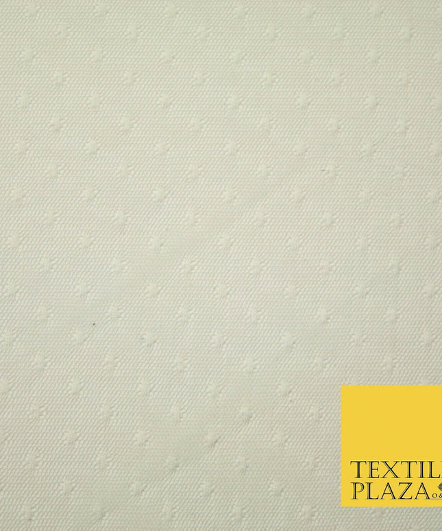 Ivory Cream Circle Dobby Spot Dot Power Mesh Net Tulle Stretch Dress Fabric 4302