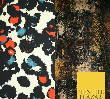 Animal Print Snake Artsy Leopard Printed ITY Stretch Jersey Fabric Dress Craft