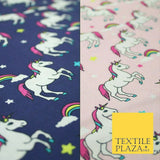 100% Cotton Unicorn Rainbow Clouds Stars Magical Childrens Printed Fabric 58"