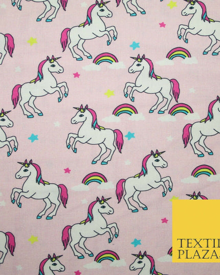 100% Cotton Unicorn Rainbow Clouds Stars Magical Childrens Printed Fabric 58"