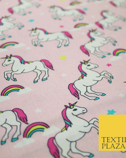 100% Cotton Unicorn Rainbow Clouds Stars Magical Childrens Printed Fabric 58"