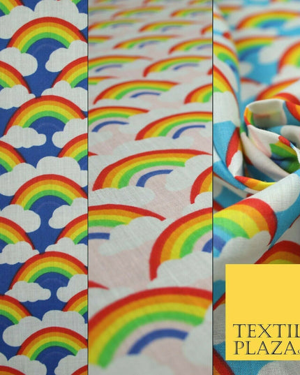 Rainbows Pride Colourful Arch NHS Printed Poly Cotton Fabric Polycotton Mask 44"