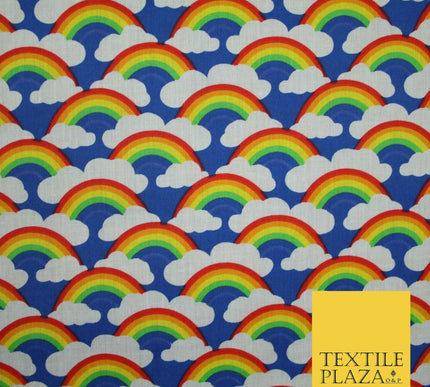 Rainbows Pride Colourful Arch NHS Printed Poly Cotton Fabric Polycotton Mask 44"