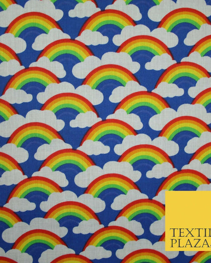 Rainbows Pride Colourful Arch NHS Printed Poly Cotton Fabric Polycotton Mask 44"