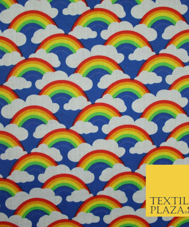 Rainbows Pride Colourful Arch NHS Printed Poly Cotton Fabric Polycotton Mask 44"