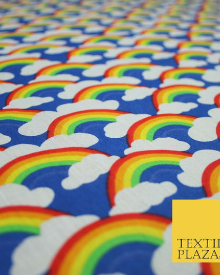 Rainbows Pride Colourful Arch NHS Printed Poly Cotton Fabric Polycotton Mask 44"