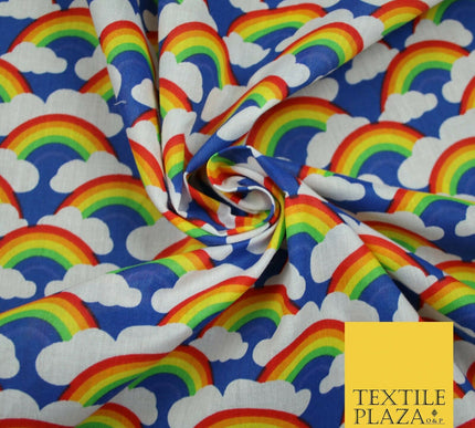 Rainbows Pride Colourful Arch NHS Printed Poly Cotton Fabric Polycotton Mask 44"