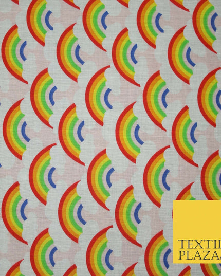 Rainbows Pride Colourful Arch NHS Printed Poly Cotton Fabric Polycotton Mask 44"