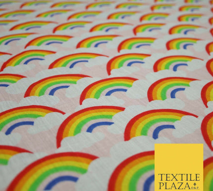 Rainbows Pride Colourful Arch NHS Printed Poly Cotton Fabric Polycotton Mask 44"