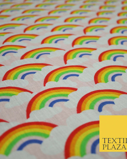 Rainbows Pride Colourful Arch NHS Printed Poly Cotton Fabric Polycotton Mask 44"