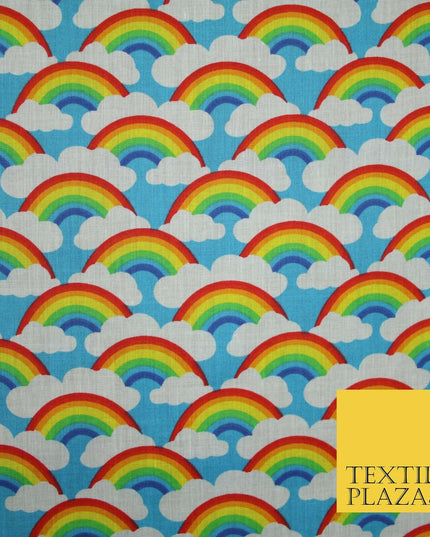 Rainbows Pride Colourful Arch NHS Printed Poly Cotton Fabric Polycotton Mask 44"