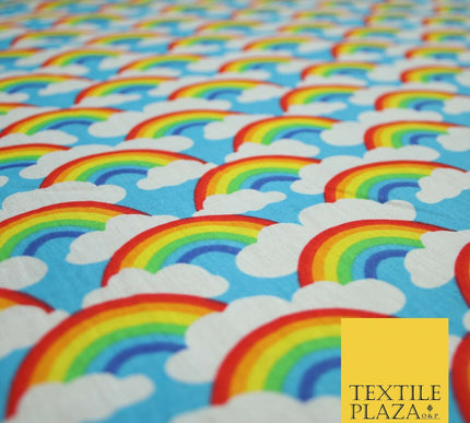 Rainbows Pride Colourful Arch NHS Printed Poly Cotton Fabric Polycotton Mask 44"