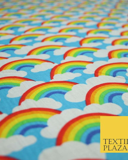 Rainbows Pride Colourful Arch NHS Printed Poly Cotton Fabric Polycotton Mask 44"