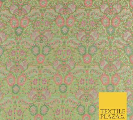 Sage Green Luxury Intricate Floral PURE Benarsi Brocade Woven Dress Fabric 1752