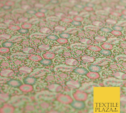 Sage Green Luxury Intricate Floral PURE Benarsi Brocade Woven Dress Fabric 1752
