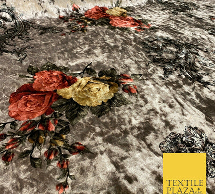 Various Floral Ornate Chain Stripe Cow Printed Soft Stretch Velvet Dress Fabric