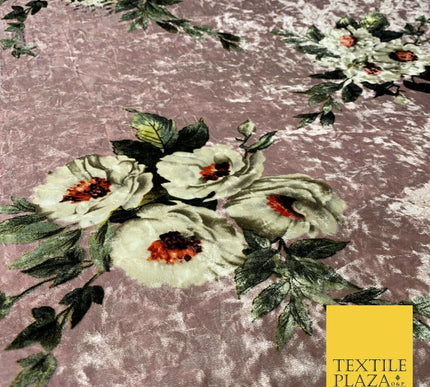 Various Floral Ornate Chain Stripe Cow Printed Soft Stretch Velvet Dress Fabric