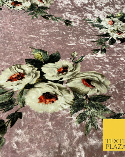 Various Floral Ornate Chain Stripe Cow Printed Soft Stretch Velvet Dress Fabric