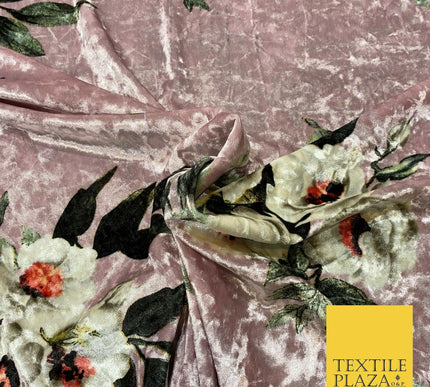 Various Floral Ornate Chain Stripe Cow Printed Soft Stretch Velvet Dress Fabric