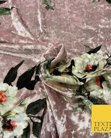 Various Floral Ornate Chain Stripe Cow Printed Soft Stretch Velvet Dress Fabric