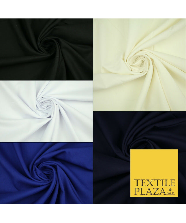 LUXURY SOFT 100% PURE COTTON PLAIN DYED FABRIC DRESS CRAFT MATERIAL 44"