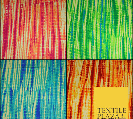 Tie Dye   Bright Silky Textured Crepe Print Fashion Fabric Dress Craft Festival