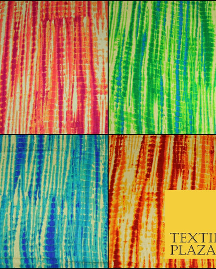 Tie Dye   Bright Silky Textured Crepe Print Fashion Fabric Dress Craft Festival