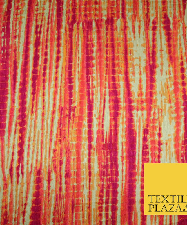 Tie Dye   Bright Silky Textured Crepe Print Fashion Fabric Dress Craft Festival