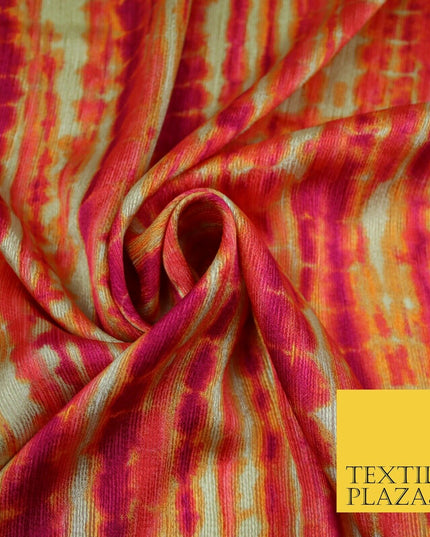 Tie Dye   Bright Silky Textured Crepe Print Fashion Fabric Dress Craft Festival