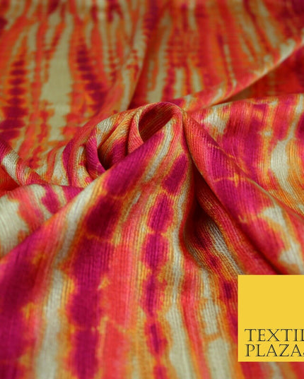 Tie Dye   Bright Silky Textured Crepe Print Fashion Fabric Dress Craft Festival
