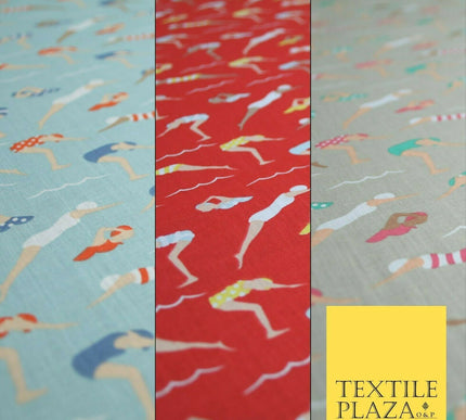 Swimmers Divers Watersports Printed Poly Cotton Fabric Polycotton Dress Craft