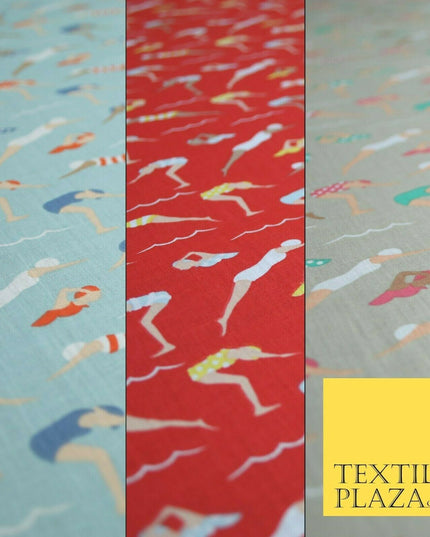 Swimmers Divers Watersports Printed Poly Cotton Fabric Polycotton Dress Craft