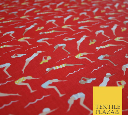 Swimmers Divers Watersports Printed Poly Cotton Fabric Polycotton Dress Craft