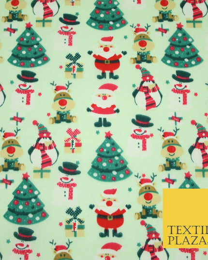 Christmas Tree Santa Gifts Rudolph Printed Poly Cotton Fabric Polycotton 45"