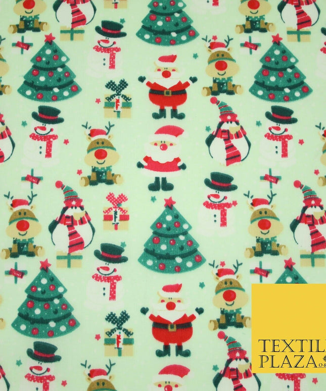 Christmas Tree Santa Gifts Rudolph Printed Poly Cotton Fabric Polycotton 45"