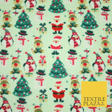 Christmas Tree Santa Gifts Rudolph Printed Poly Cotton Fabric Polycotton 45"