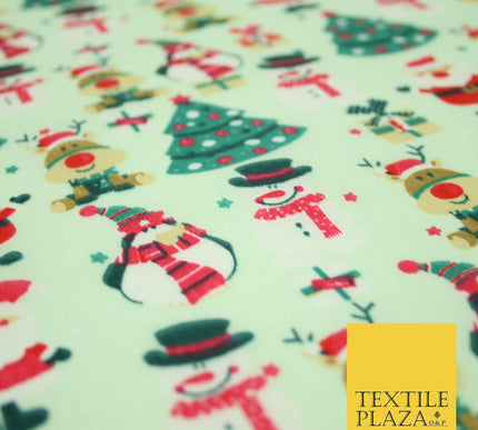 Christmas Tree Santa Gifts Rudolph Printed Poly Cotton Fabric Polycotton 45"