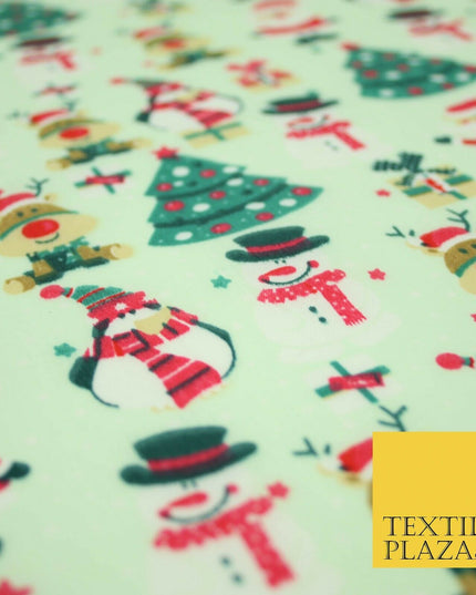 Christmas Tree Santa Gifts Rudolph Printed Poly Cotton Fabric Polycotton 45"