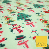 Christmas Tree Santa Gifts Rudolph Printed Poly Cotton Fabric Polycotton 45"