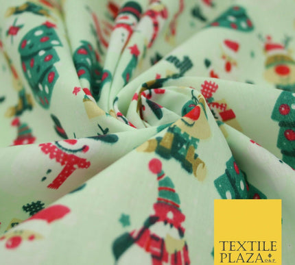 Christmas Tree Santa Gifts Rudolph Printed Poly Cotton Fabric Polycotton 45"