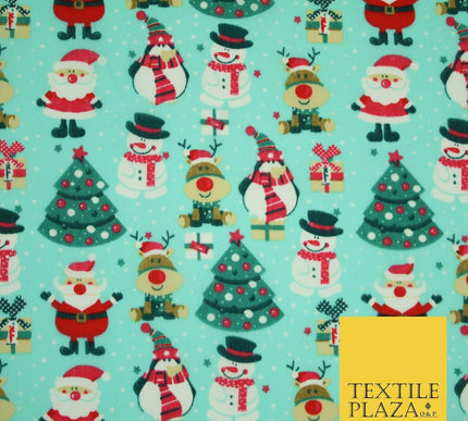 Christmas Tree Santa Gifts Rudolph Printed Poly Cotton Fabric Polycotton 45"