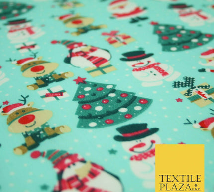 Christmas Tree Santa Gifts Rudolph Printed Poly Cotton Fabric Polycotton 45"